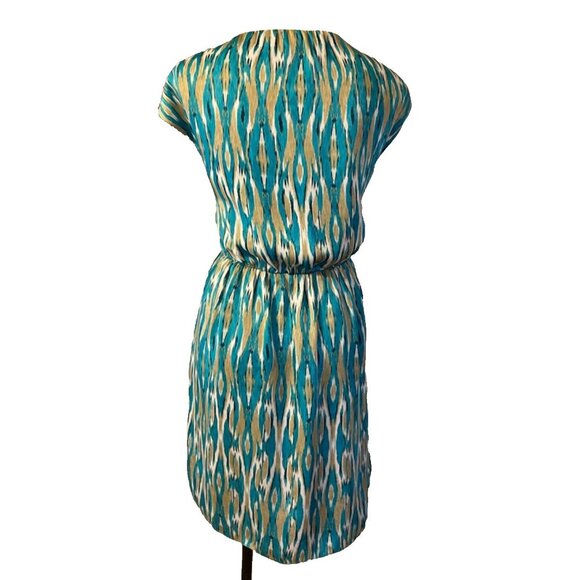 Michael Kors Dress  L Large 10 12 14 Blue Green Tan White Summer Lightweight - Picture 4 of 6